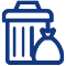 Icon of trash can and trash bag.