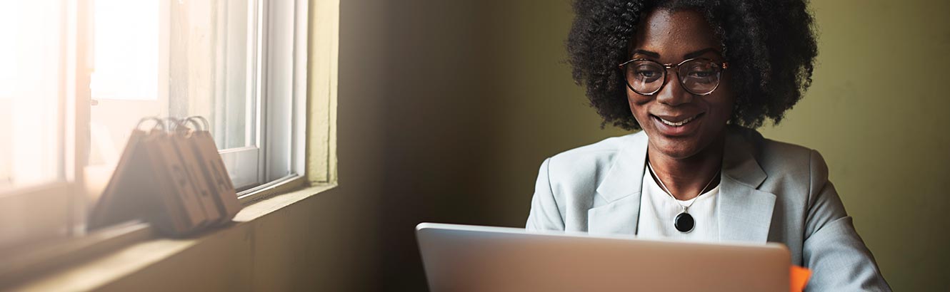 Woman using laptop