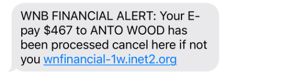 Example of alert text message