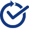 Icon of continuous circle with check mark in the middle.