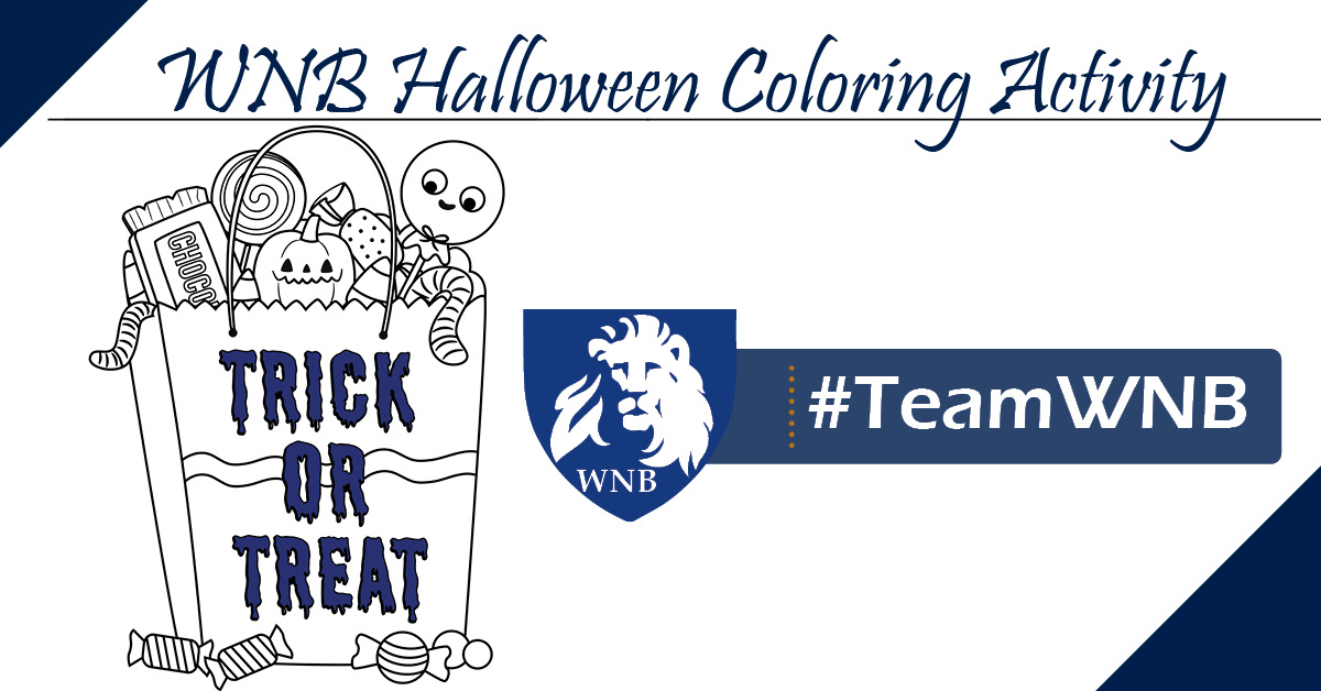 #TeamWNB Halloween coloring activity banner.